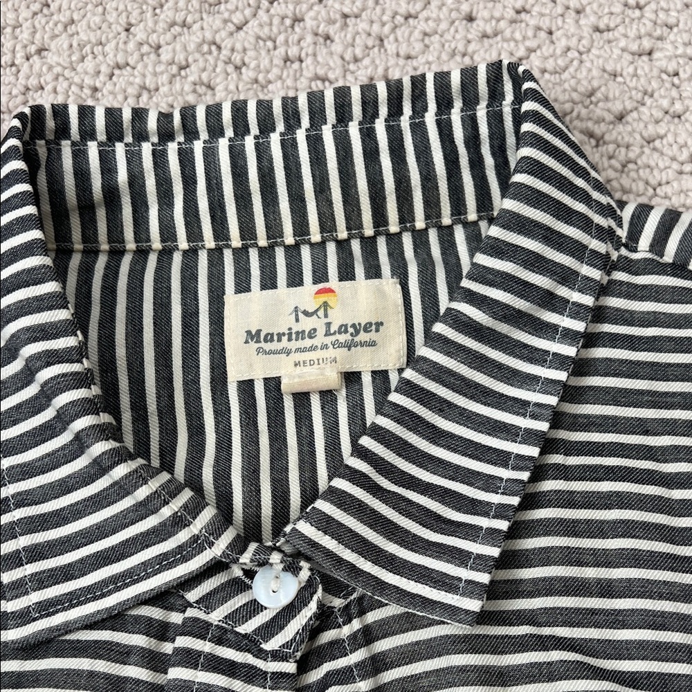 Marine Layer Black and White Striped Button-Down Shirt - Picture 2 of 4